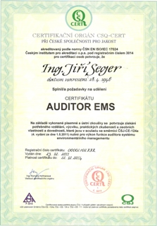 Personální certifikát EMS